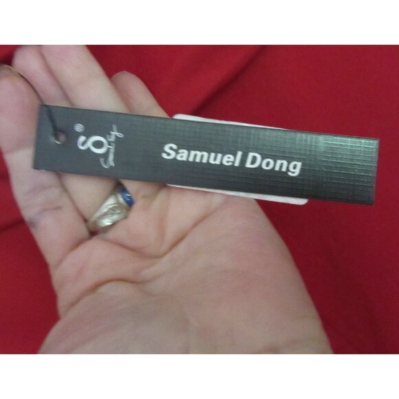 Samuel Dong Red Bubble Dress W/ Asymmetrical Ruffle Collar & Sleeveless Fit Medi - Picture 7 of 10